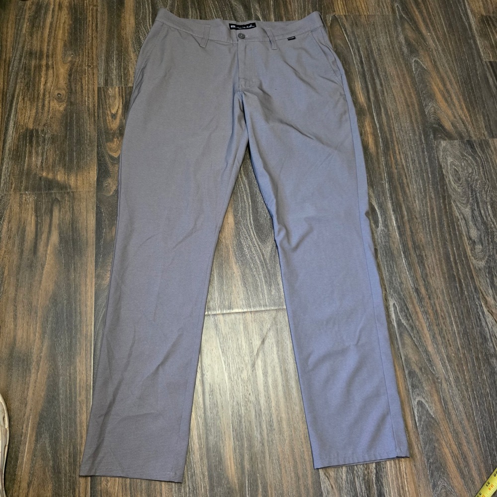 TravisMathew Mens Grey Micro Stripe Performance Golf Pants Straight Leg 34x32